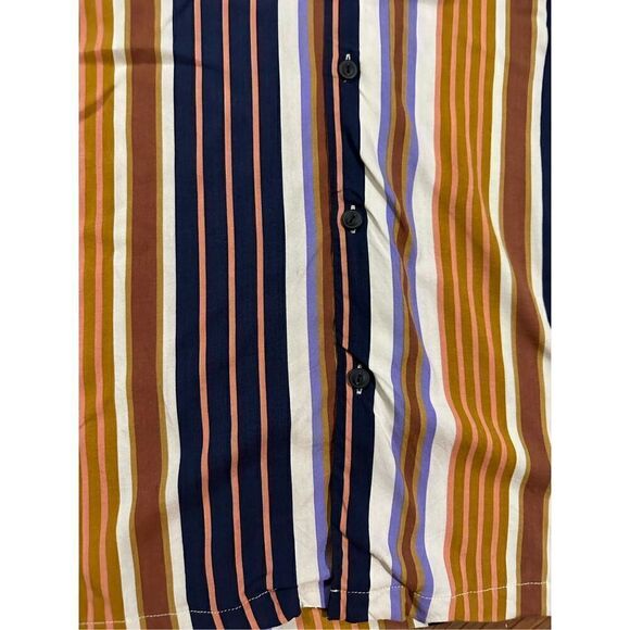 Pull&Bear Mens Multicolor Striped Collar Button Down Shirt sz M - Picture 9 of 10